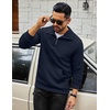 image:imageCOOFANDY Mens Quarter Zip Sweatshirt Long Sleeve Casual Waffle Pullover Hoodies with PocketNavy Blue