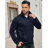 image:imageCOOFANDY Mens Quarter Zip Sweatshirt Long Sleeve Casual Waffle Pullover Hoodies with PocketNavy Blue