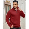 image:imageCOOFANDY Mens Quarter Zip Sweatshirt Long Sleeve Casual Waffle Pullover Hoodies with PocketRed