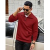 image:imageCOOFANDY Mens Quarter Zip Sweatshirt Long Sleeve Casual Waffle Pullover Hoodies with PocketRed