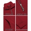 image:imageCOOFANDY Mens Quarter Zip Sweatshirt Long Sleeve Casual Waffle Pullover Hoodies with PocketRed