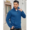 image:imageCOOFANDY Mens Quarter Zip Sweatshirt Long Sleeve Casual Waffle Pullover Hoodies with PocketRoyal Blue