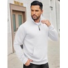image:imageCOOFANDY Mens Quarter Zip Sweatshirt Long Sleeve Casual Waffle Pullover Hoodies with PocketWhite