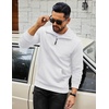 image:imageCOOFANDY Mens Quarter Zip Sweatshirt Long Sleeve Casual Waffle Pullover Hoodies with PocketWhite