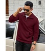 image:imageCOOFANDY Mens Quarter Zip Sweatshirt Long Sleeve Casual Waffle Pullover Hoodies with PocketWine Red