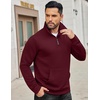 image:imageCOOFANDY Mens Quarter Zip Sweatshirt Long Sleeve Casual Waffle Pullover Hoodies with PocketWine Red