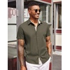 image:imageCOOFANDY Mens Short Sleeve Button Down Shirts Casual Summer Dress Untucked ShirtsA  Plaid Collar Army Green