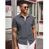 image:imageCOOFANDY Mens Short Sleeve Button Down Shirts Casual Summer Dress Untucked ShirtsA  Plaid Collar Dark Grey