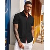 image:imageCOOFANDY Mens Short Sleeve Button Down Shirts Casual Summer Dress Untucked ShirtsBlack