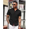 image:imageCOOFANDY Mens Short Sleeve Button Down Shirts Casual Summer Dress Untucked ShirtsBlack