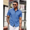 image:imageCOOFANDY Mens Short Sleeve Button Down Shirts Casual Summer Dress Untucked ShirtsBlue
