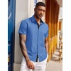 image:imageCOOFANDY Mens Short Sleeve Button Down Shirts Casual Summer Dress Untucked ShirtsBlue
