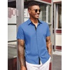 image:imageCOOFANDY Mens Short Sleeve Button Down Shirts Casual Summer Dress Untucked ShirtsBlue