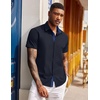 image:imageCOOFANDY Mens Short Sleeve Button Down Shirts Casual Summer Dress Untucked ShirtsDeep Blue
