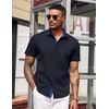 image:imageCOOFANDY Mens Short Sleeve Button Down Shirts Casual Summer Dress Untucked ShirtsDeep Blue