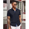 image:imageCOOFANDY Mens Short Sleeve Button Down Shirts Casual Summer Dress Untucked ShirtsDeep Blue