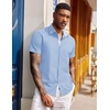 image:imageCOOFANDY Mens Short Sleeve Button Down Shirts Casual Summer Dress Untucked ShirtsLight Blue