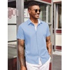 image:imageCOOFANDY Mens Short Sleeve Button Down Shirts Casual Summer Dress Untucked ShirtsLight Blue