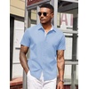 image:imageCOOFANDY Mens Short Sleeve Button Down Shirts Casual Summer Dress Untucked ShirtsLight Blue