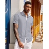 image:imageCOOFANDY Mens Short Sleeve Button Down Shirts Casual Summer Dress Untucked ShirtsLight Grey