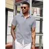 image:imageCOOFANDY Mens Short Sleeve Button Down Shirts Casual Summer Dress Untucked ShirtsLight Grey
