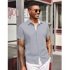 image:imageCOOFANDY Mens Short Sleeve Button Down Shirts Casual Summer Dress Untucked ShirtsLight Grey