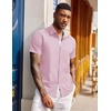 image:imageCOOFANDY Mens Short Sleeve Button Down Shirts Casual Summer Dress Untucked ShirtsLight Pink