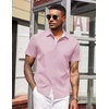 image:imageCOOFANDY Mens Short Sleeve Button Down Shirts Casual Summer Dress Untucked ShirtsLight Pink
