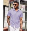 image:imageCOOFANDY Mens Short Sleeve Button Down Shirts Casual Summer Dress Untucked ShirtsLilac