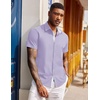image:imageCOOFANDY Mens Short Sleeve Button Down Shirts Casual Summer Dress Untucked ShirtsLilac