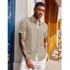 image:imageCOOFANDY Mens Short Sleeve Button Down Shirts Casual Summer Dress Untucked ShirtsMoon Grey
