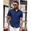 image:imageCOOFANDY Mens Short Sleeve Button Down Shirts Casual Summer Dress Untucked ShirtsNavy Blue