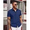 image:imageCOOFANDY Mens Short Sleeve Button Down Shirts Casual Summer Dress Untucked ShirtsNavy Blue