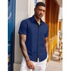 image:imageCOOFANDY Mens Short Sleeve Button Down Shirts Casual Summer Dress Untucked ShirtsNavy Blue