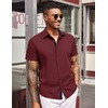image:imageCOOFANDY Mens Short Sleeve Button Down Shirts Casual Summer Dress Untucked ShirtsRed