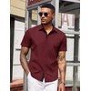 image:imageCOOFANDY Mens Short Sleeve Button Down Shirts Casual Summer Dress Untucked ShirtsRed