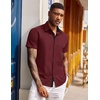 image:imageCOOFANDY Mens Short Sleeve Button Down Shirts Casual Summer Dress Untucked ShirtsRed