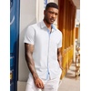 image:imageCOOFANDY Mens Short Sleeve Button Down Shirts Casual Summer Dress Untucked ShirtsWhite