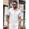 image:imageCOOFANDY Mens Short Sleeve Button Down Shirts Casual Summer Dress Untucked ShirtsWhite