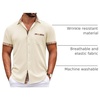 image:imageCOOFANDY Mens Short Sleeve Button Down Shirts Casual Wrinkle Free Dress Shirt Plaid Collar Summer ShirtsBeige