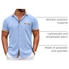 image:imageCOOFANDY Mens Short Sleeve Button Down Shirts Casual Wrinkle Free Dress Shirt Plaid Collar Summer ShirtsClear Blue