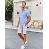 image:imageCOOFANDY Mens Short Sleeve Button Down Shirts Casual Wrinkle Free Dress Shirt Plaid Collar Summer ShirtsClear Blue