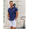 image:imageCOOFANDY Mens Short Sleeve Button Down Shirts Casual Wrinkle Free Dress Shirt Plaid Collar Summer ShirtsDark Blue
