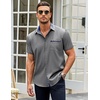 image:imageCOOFANDY Mens Short Sleeve Button Down Shirts Casual Wrinkle Free Dress Shirt Plaid Collar Summer ShirtsGrey
