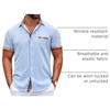 image:imageCOOFANDY Mens Short Sleeve Button Down Shirts Casual Wrinkle Free Dress Shirt Plaid Collar Summer ShirtsLight Blue