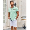 image:imageCOOFANDY Mens Short Sleeve Button Down Shirts Casual Wrinkle Free Dress Shirt Plaid Collar Summer ShirtsLight Green
