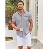 image:imageCOOFANDY Mens Short Sleeve Button Down Shirts Casual Wrinkle Free Dress Shirt Plaid Collar Summer ShirtsLight Grey