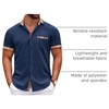 image:imageCOOFANDY Mens Short Sleeve Button Down Shirts Casual Wrinkle Free Dress Shirt Plaid Collar Summer ShirtsNavy Blue