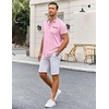 image:imageCOOFANDY Mens Short Sleeve Button Down Shirts Casual Wrinkle Free Dress Shirt Plaid Collar Summer ShirtsPink
