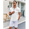 image:imageCOOFANDY Mens Short Sleeve Button Down Shirts Casual Wrinkle Free Dress Shirt Plaid Collar Summer ShirtsWhite